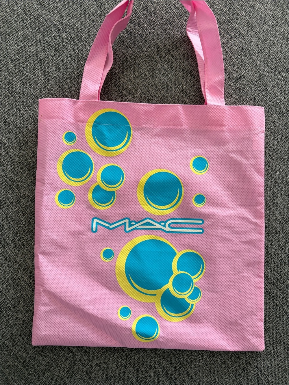MAC Cosmetics Pink Tote with Turquoise and Yellow Bubble Design